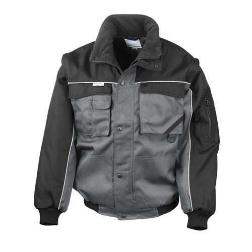 Result WORK-GUARD Zip Sleeve Heavy Duty Jacket (Grey, Black, S)