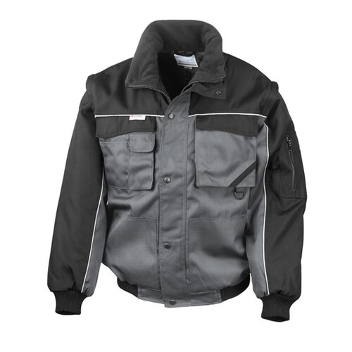 Result WORK-GUARD Zip Sleeve Heavy Duty Jacket (Grey, Black, M)